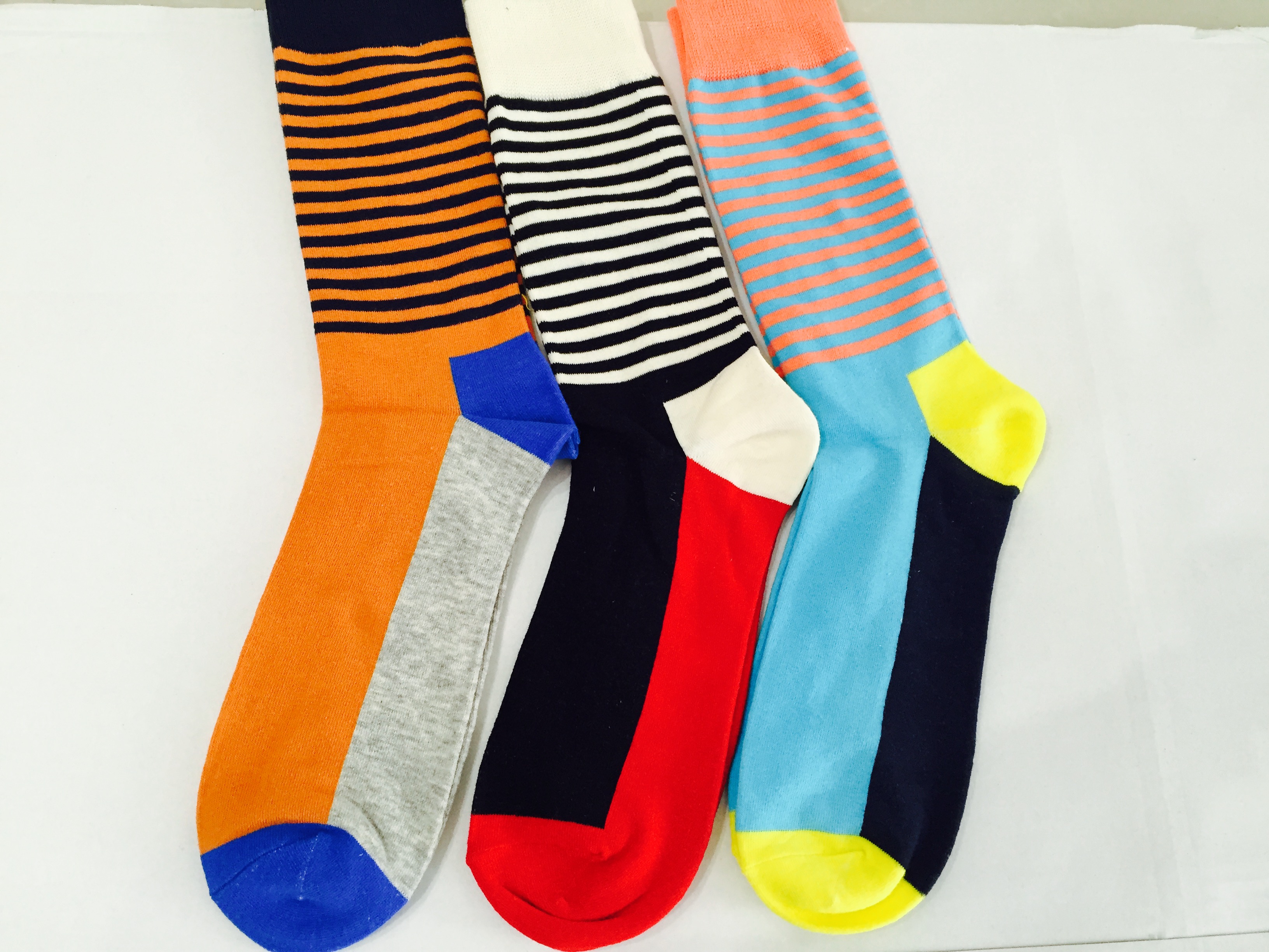 High Quality Mens Crew Socks with stripes fashion colors